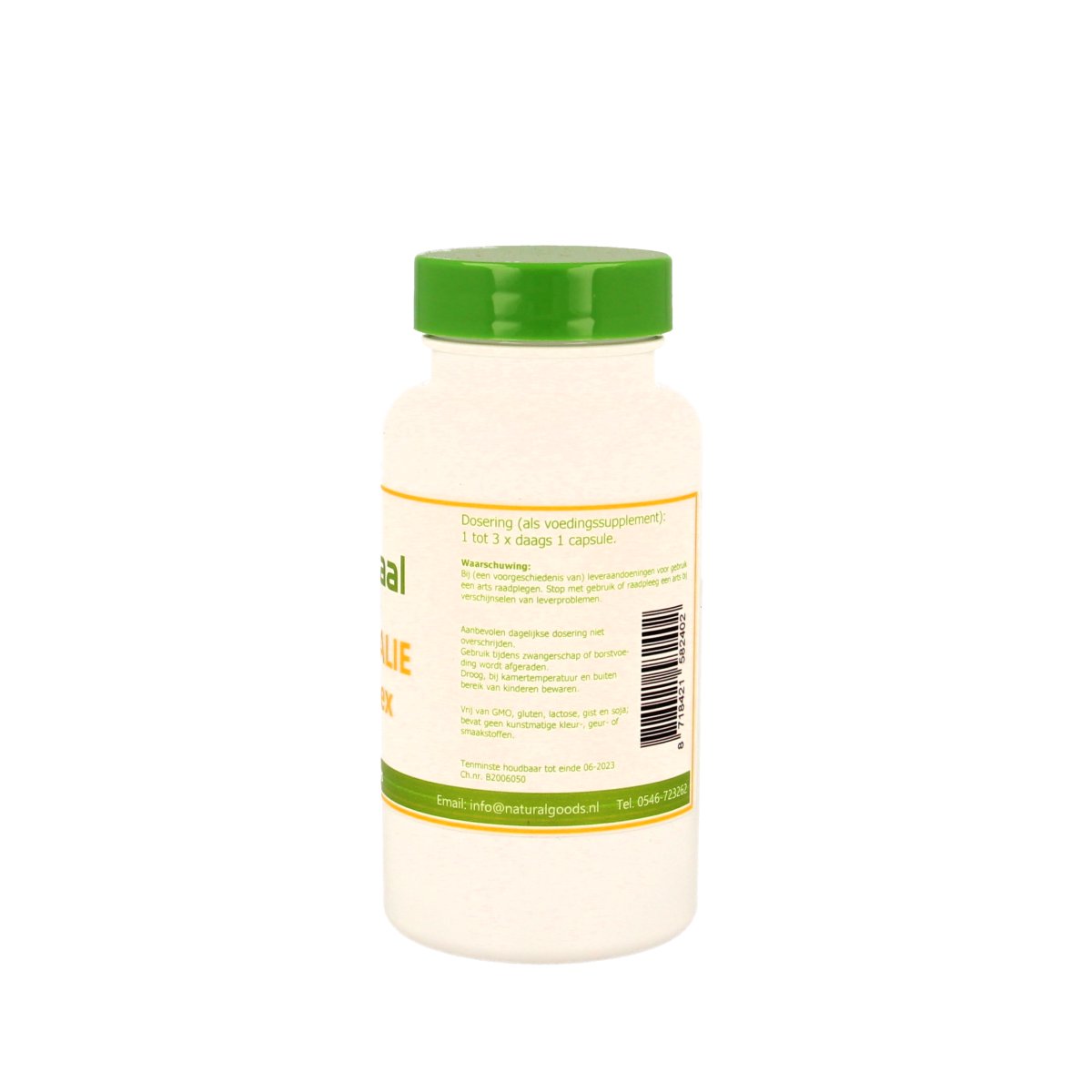 Elvitum Menosalie herbal supplement capsules in a bottle, part of Elvitum's kruidpreparaten product line.