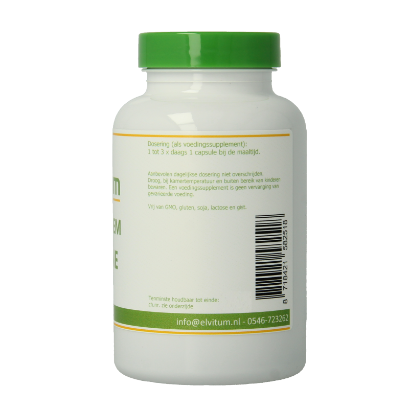 Elvitum Zonnebloem lecithine capsules in a bottle, herbal supplement for healthy liver and brain support.