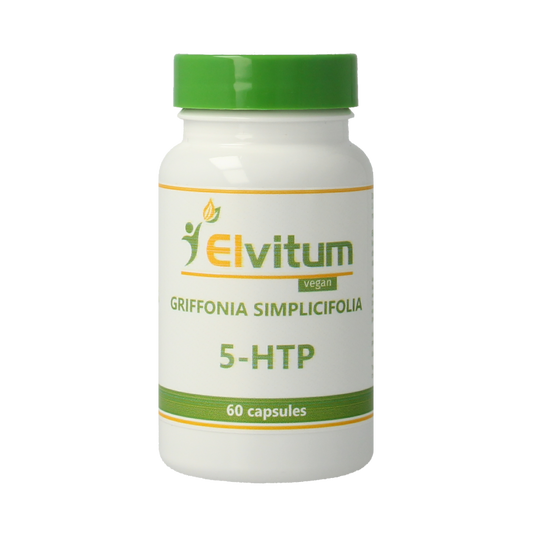 Elvitum Griffonia simplicifolia 5-HTP vegetarian capsules in a bottle, herbal supplement for mood and sleep support