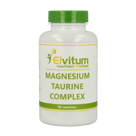 Elvitum Magnesium Taurine complex 90 tablets, mineral multivitamin supplement with magnesium and taurine, in blister pack.