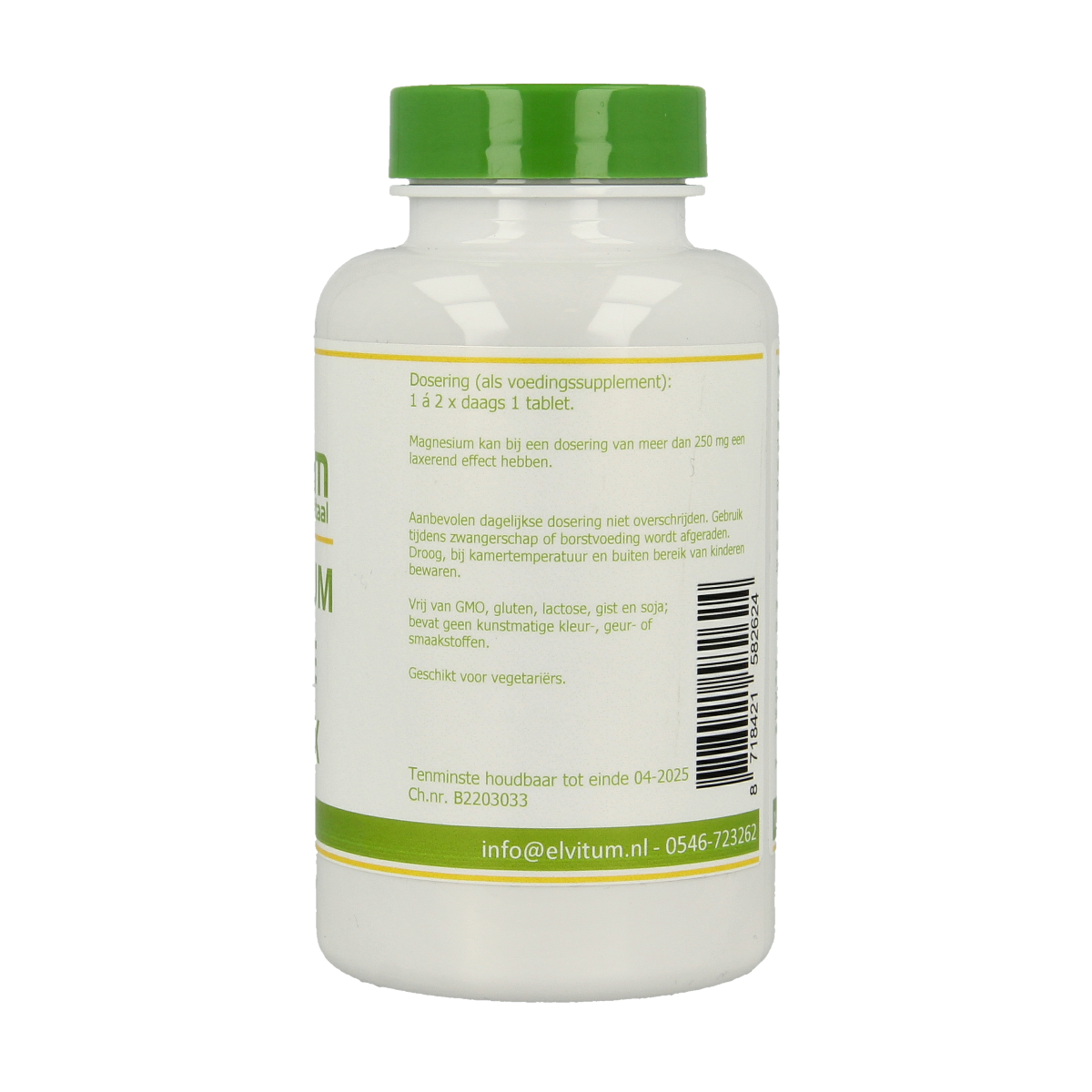 Elvitum Magnesium Taurine Complex tablets, a mineral supplement with 90 tablets in a bottle.