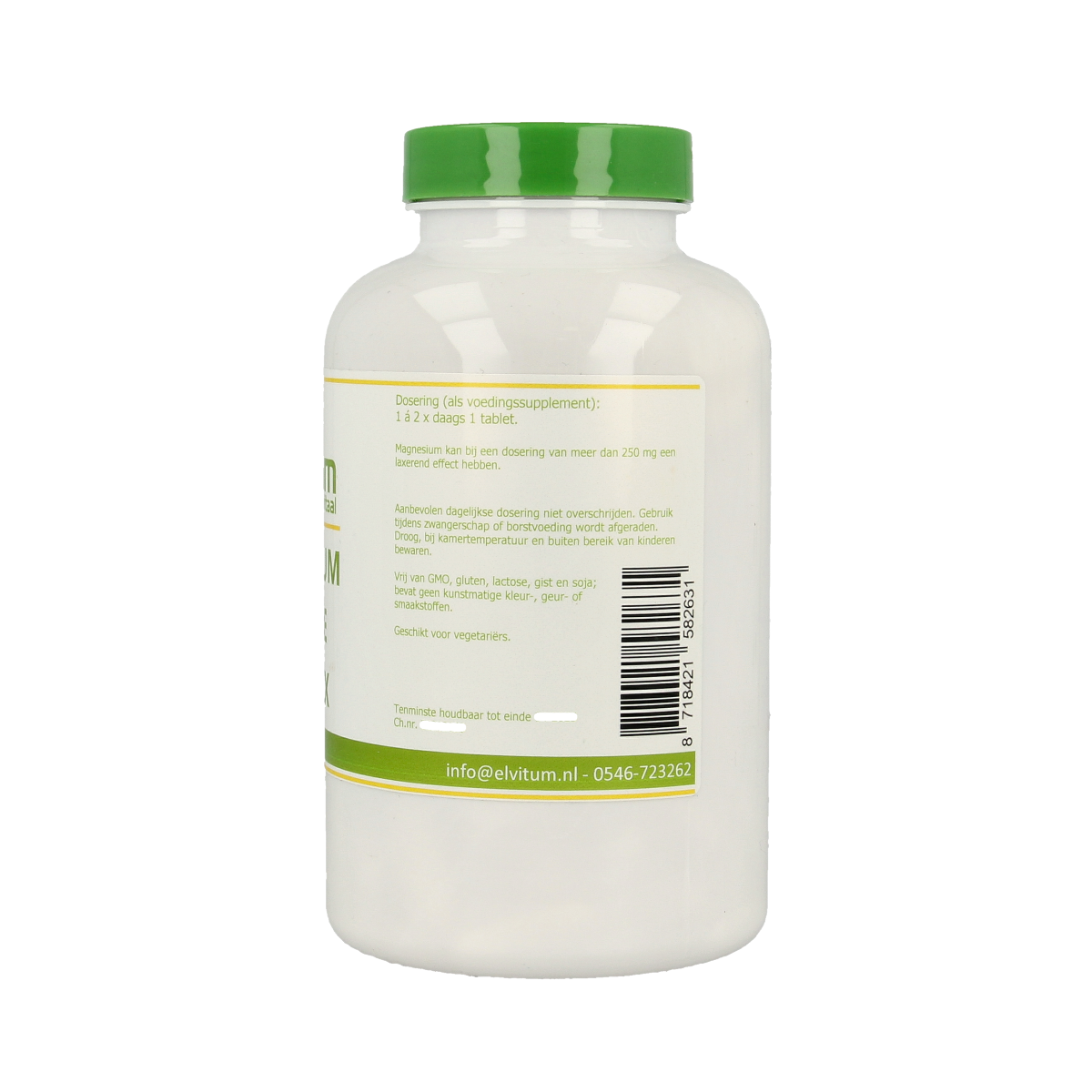 Elvitum Magnesium Taurine mineral supplement tablets, showing a bottle of Elvitum multivitamin tablets on a white background.