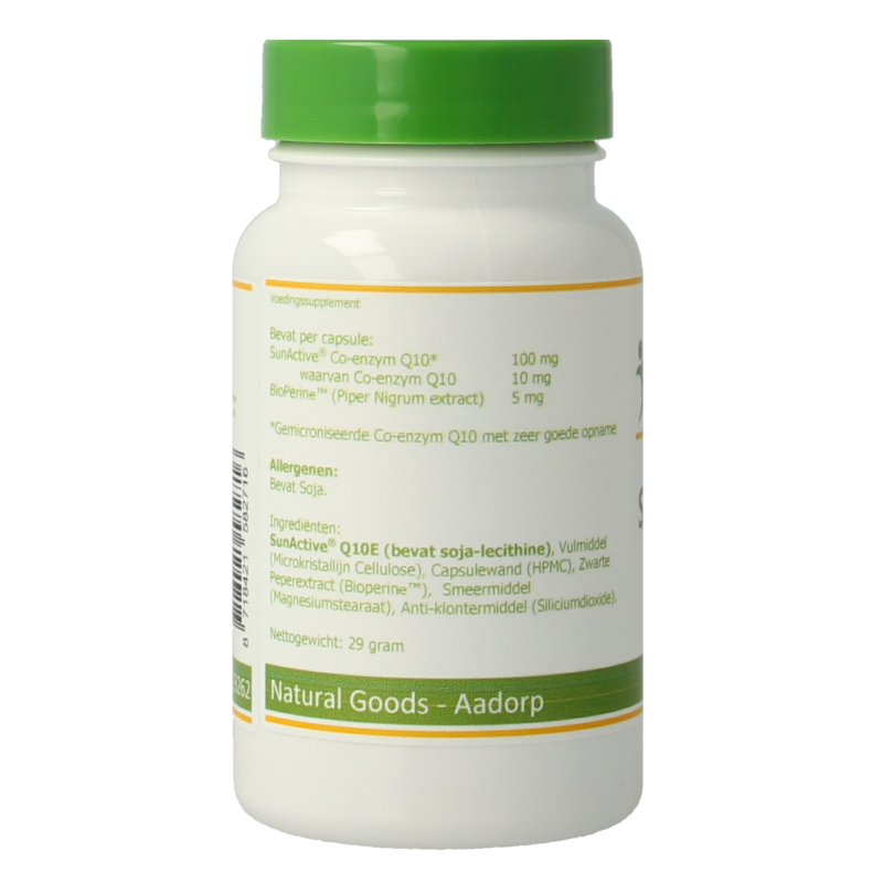 Elvitum Co-enzyme Q10 Sunactive 100mg vegetarian capsules, dietary supplement with 90 capsules in a bottle.