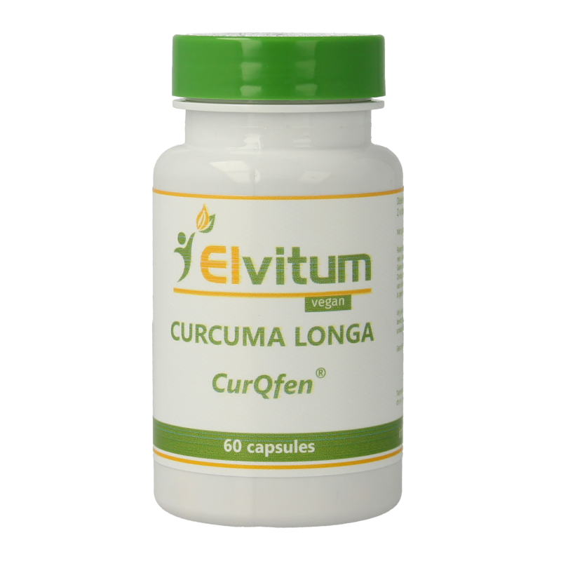Elvitum Kruidenpreparaten Elvitum Curcuma longa Curqfen 60 capsules, herbal supplement with turmeric in a bottle