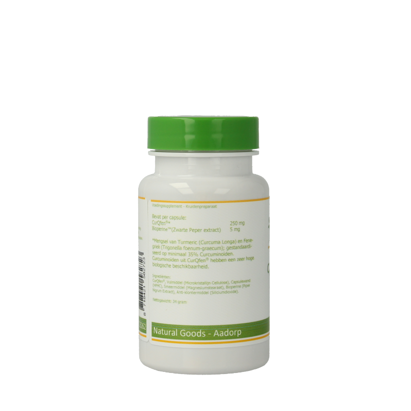 Elvitum Curcuma longa Curqfen 60 capsules, herbal supplement in a blister pack, featuring turmeric extract capsules.