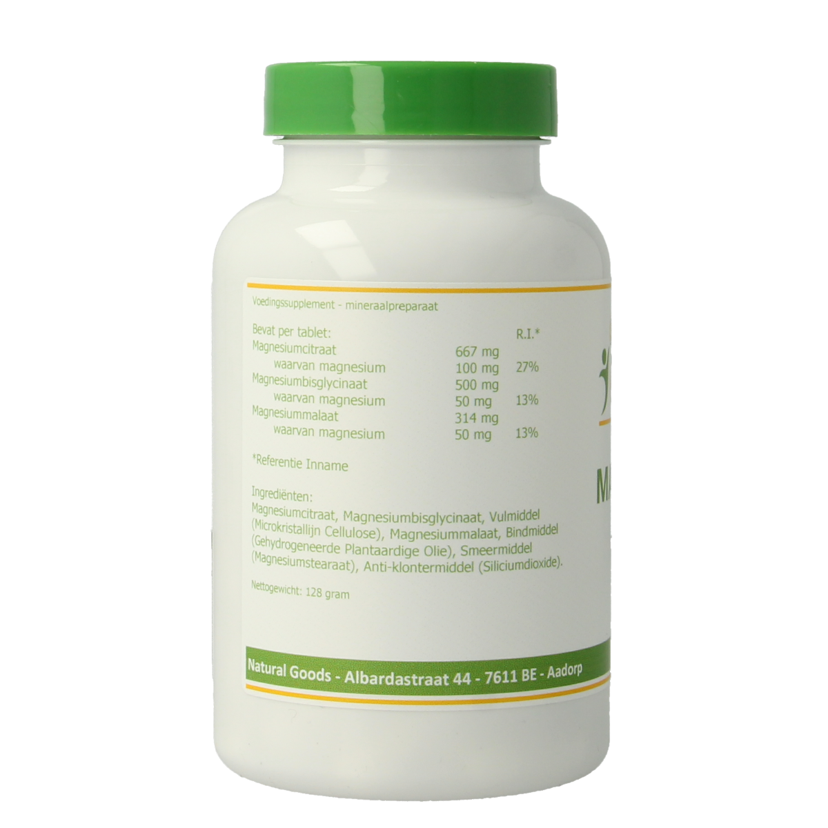 Elvitum Magnesium Triple 200mg mineral supplement tablets, 60 count, featuring natural magnesium in a bottle.