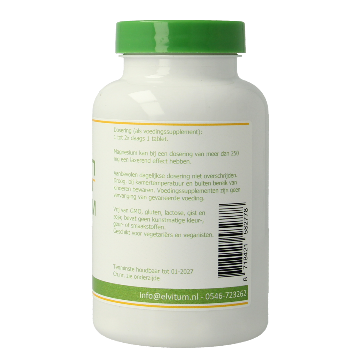 Elvitum Magnesium Triple 200mg supplement in a bottle of 60 tablets, dietary mineral for supporting muscle and nerve health