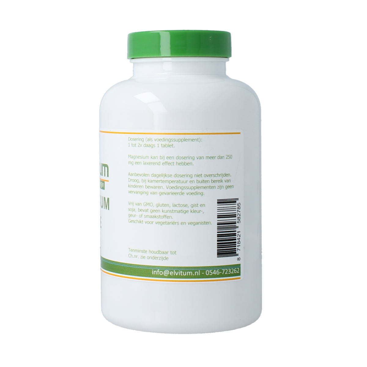 Elvitum Magnesium Triple 200mg mineral supplement tablets, showing a bottle of 120 tablets with labeled packaging.