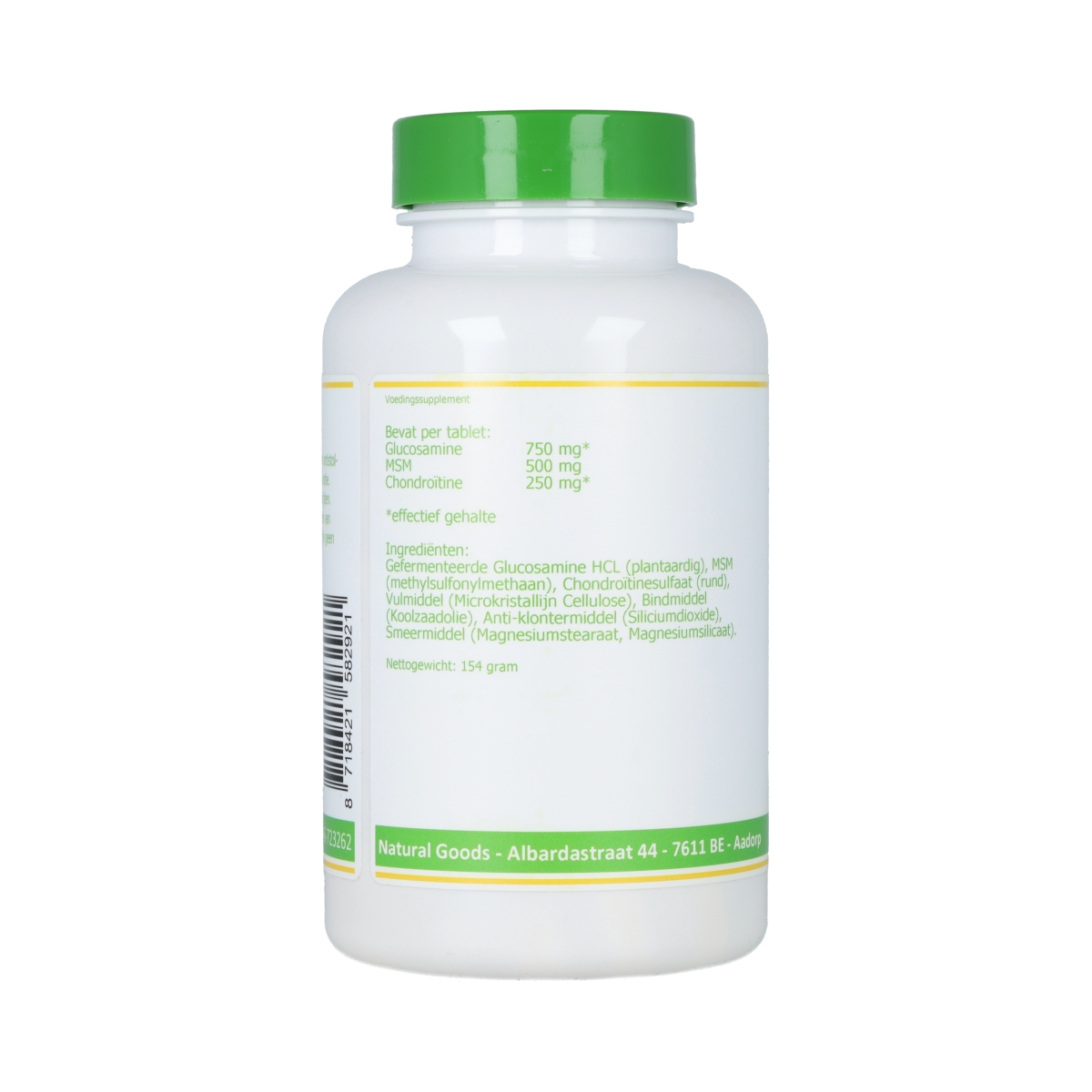 Elvitum Glucosamine MSM Chondroïtine supplement bottles with tablets, dietary supplement for joint health, 80 tablets
