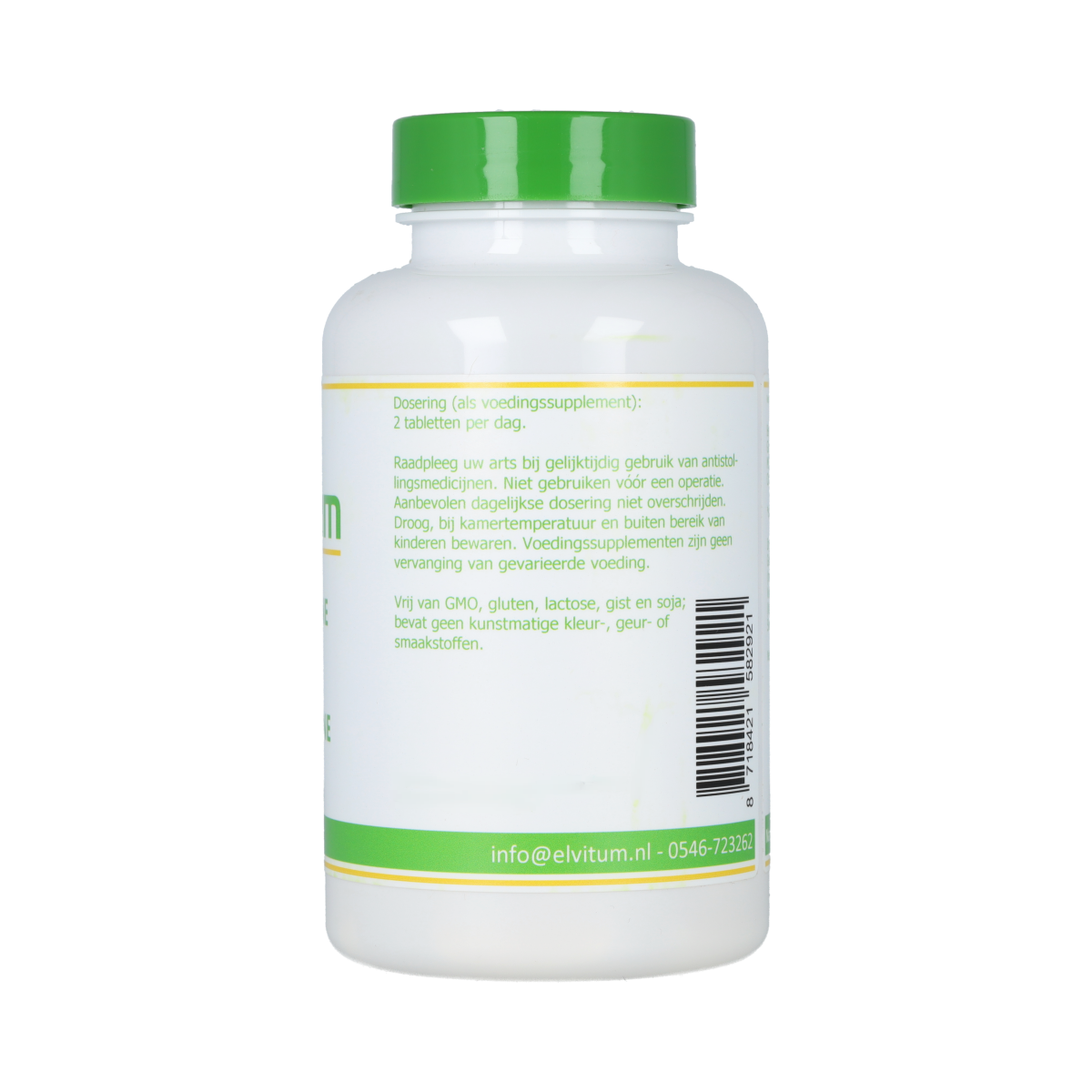 Elvitum Glucosamine MSM Chondroïtine supplement tablets, 80-count, dietary supplement for joint health, showing tablets in bottle.