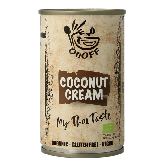 Onoff Kokosroom bio sauce in 160ml bottle, creamy coconut flavor, natural ingredients, for cooking and flavoring dishes
