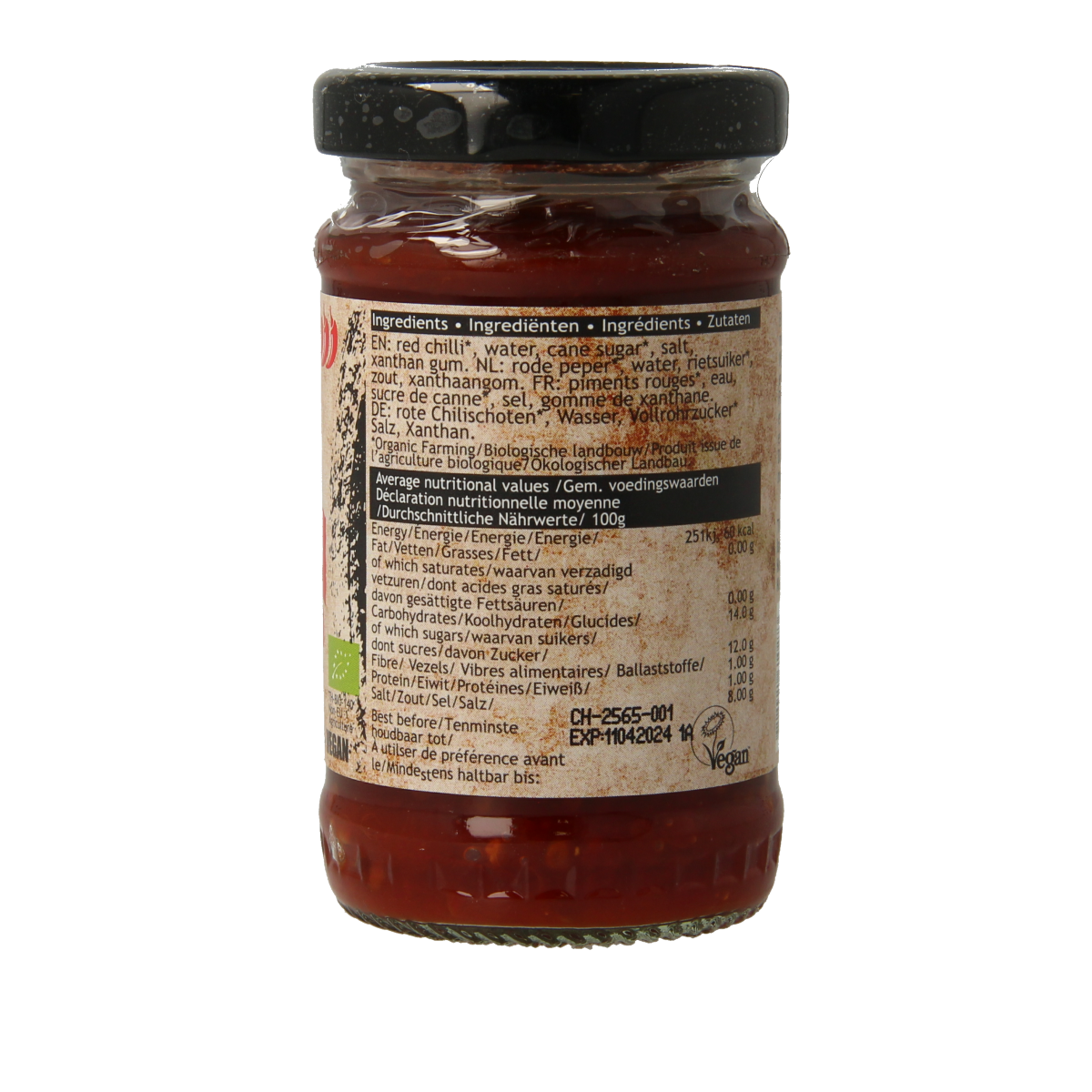 Onoff Sambal Oelek bio jar showing spicy red chili paste in a glass container, part of Sauzen en Smaakmakers collection.