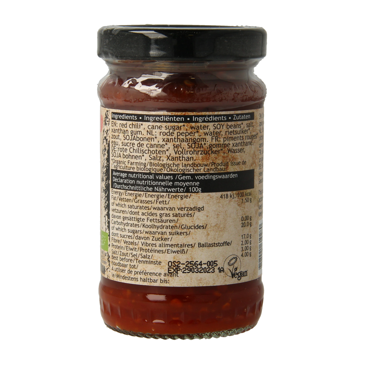 Onoff Sambal Badjak bio sauce in 110g jar, spicy Indonesian condiment with red chili, garlic, and savory flavors.