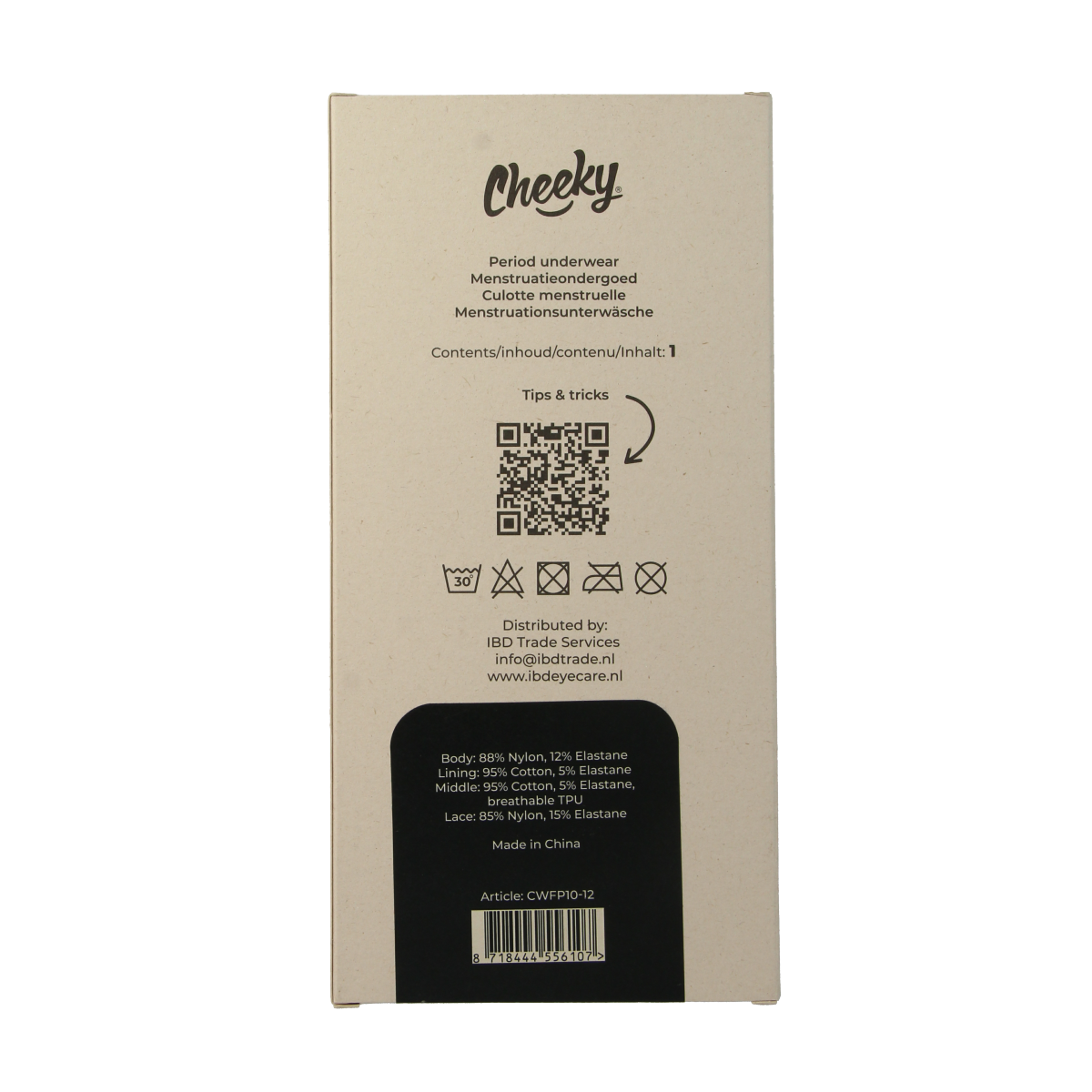 Cheeky Wipes menstruatie ondergoed in maat 38-40, feeling pretty, front view of the absorbent underwear for women.