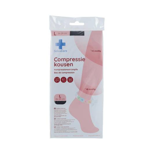 Solvacare Compressiekous zwart L 26 - 29 cm 1.00 Paar