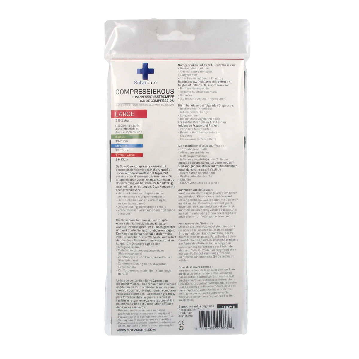 Solvacare zwarte compressiekousen in maat L (26-29 cm), bandages, voor ondersteuning en compressie, paar.