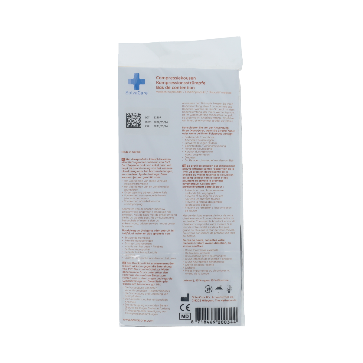Solvacare zwart compressiekous XL (29-33 cm) voor ondersteuning en compressie, bandage ontworpen voor comfort en effectief gebruik