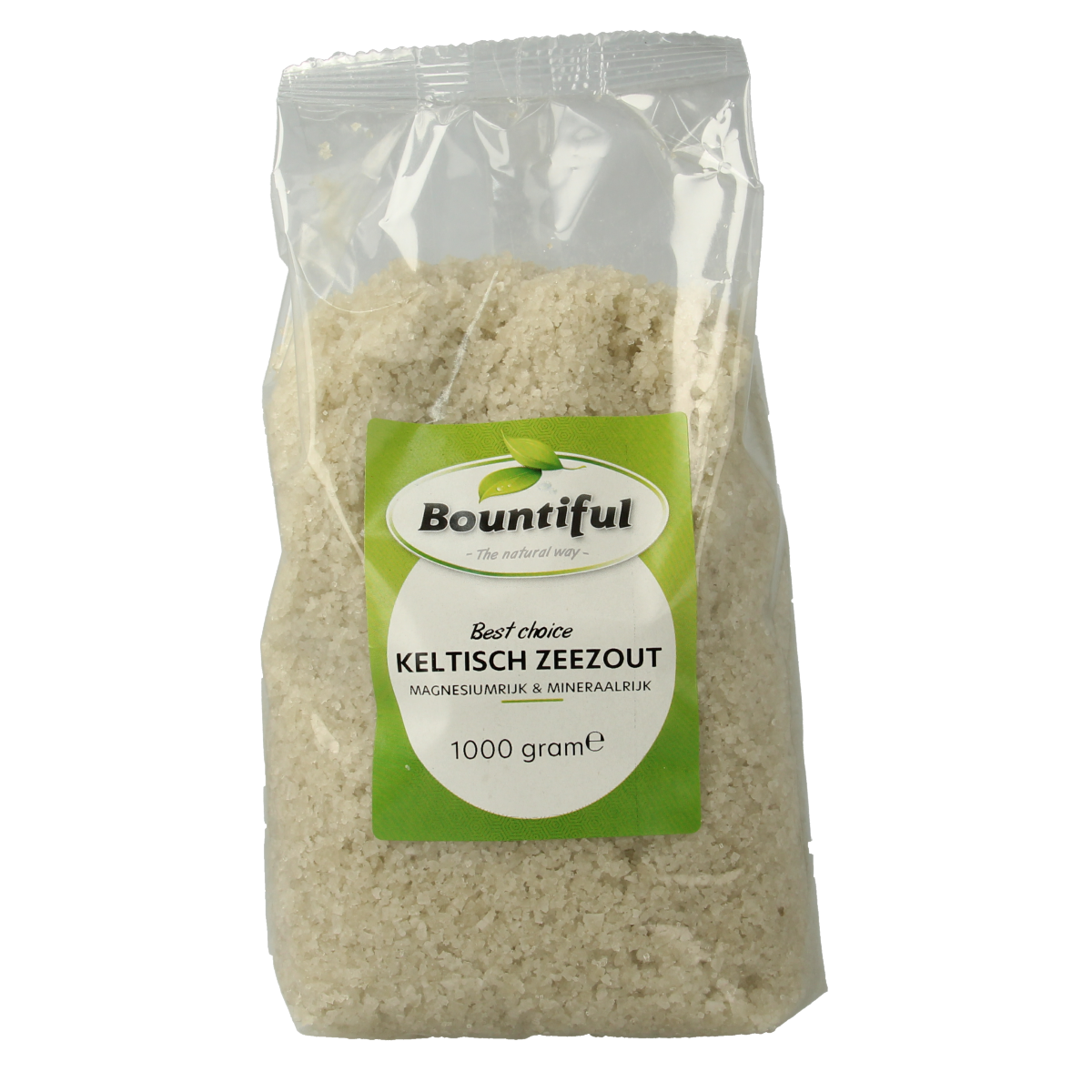 Bountiful Bountiful Keltisch zeezout grof in a 1000g bag, natural coarse sea salt for cooking and seasoning.