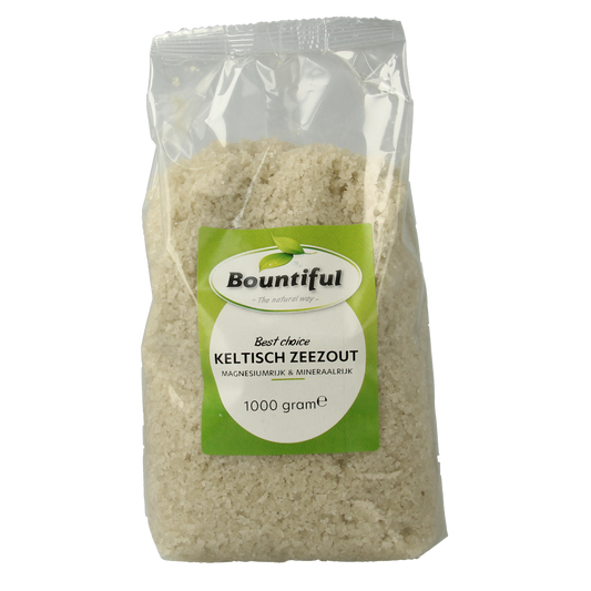 Bountiful Bountiful Keltisch zeezout grof in a 1000g bag, natural coarse sea salt for cooking and seasoning.
