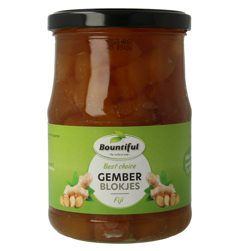 Bountiful Fiji gemberblokjes in 720g package, a ginger flavoring for sauces and seasonings, displayed in a food image.