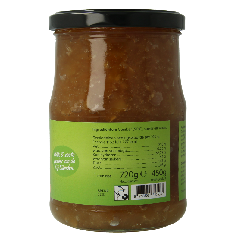 Bountiful Fiji grated ginger in a 720g container, suitable for sauces and flavorings, with fresh ginger visible in the image.