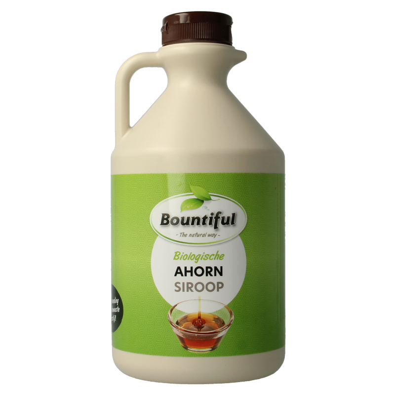 Bountiful organic maple syrup in a 1000ml bottle, natural sweetener for pancakes and desserts.