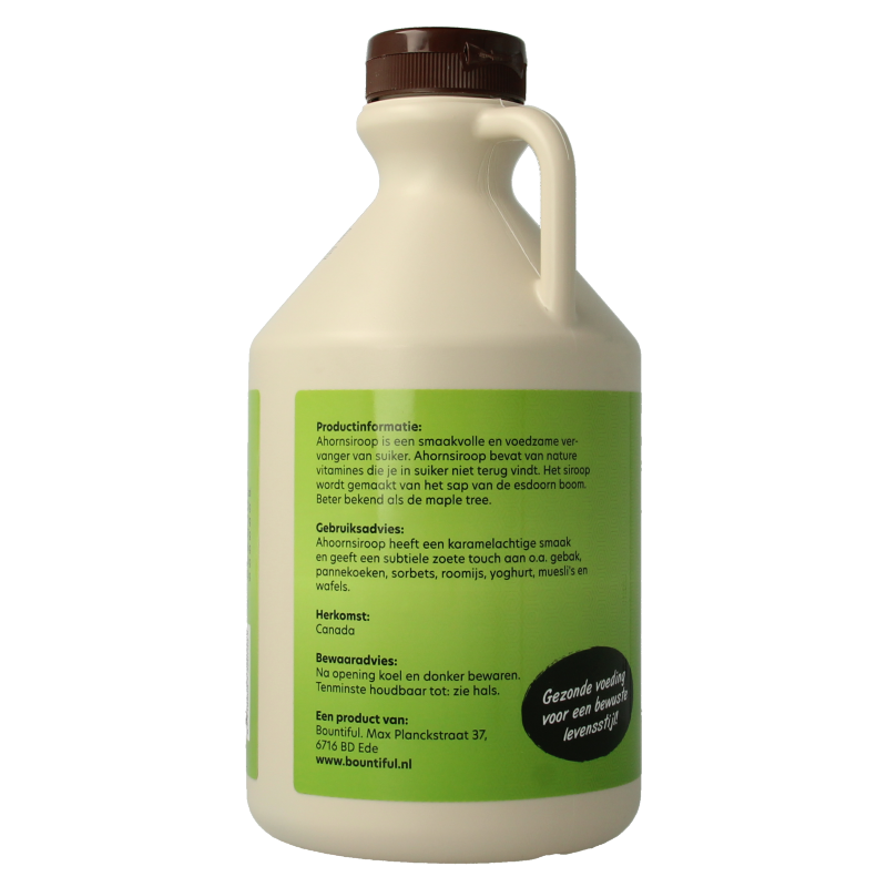 Bountiful organic maple syrup in a 1000ml bottle, showcasing the rich, amber-colored syrup ideal for sweetening and cooking.