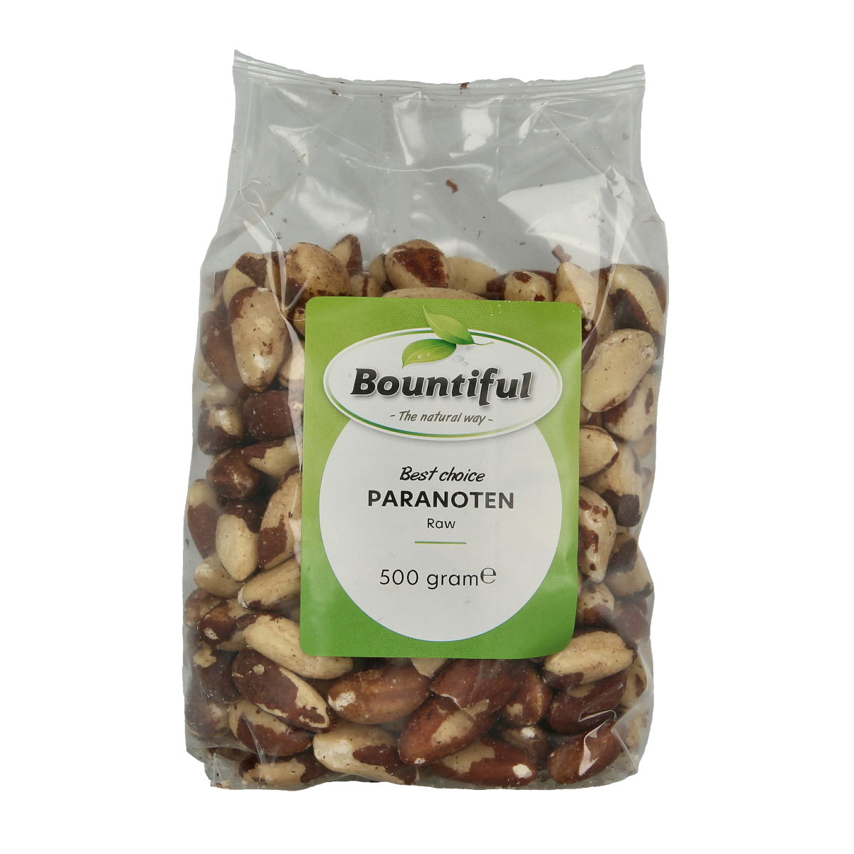 Bountiful Paranoten raw superfood in 500g package, showing fresh, whole Paranoten nuts with textured shells.