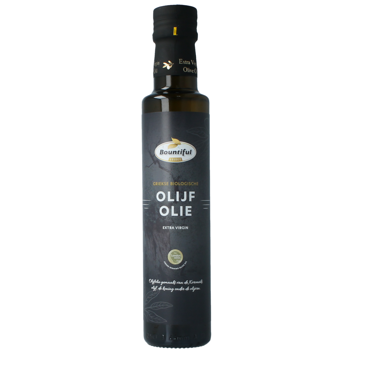 Bountiful organic Greek extra virgin olive oil in a 250ml bottle, premium quality olive oil for cooking and salads.