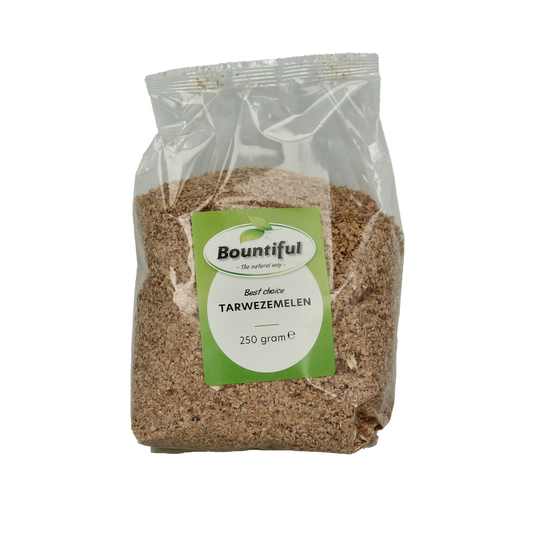 Bountiful Tarwezemelen breakfast cereal in a 250g package, showing a close-up of the wheat germ product.