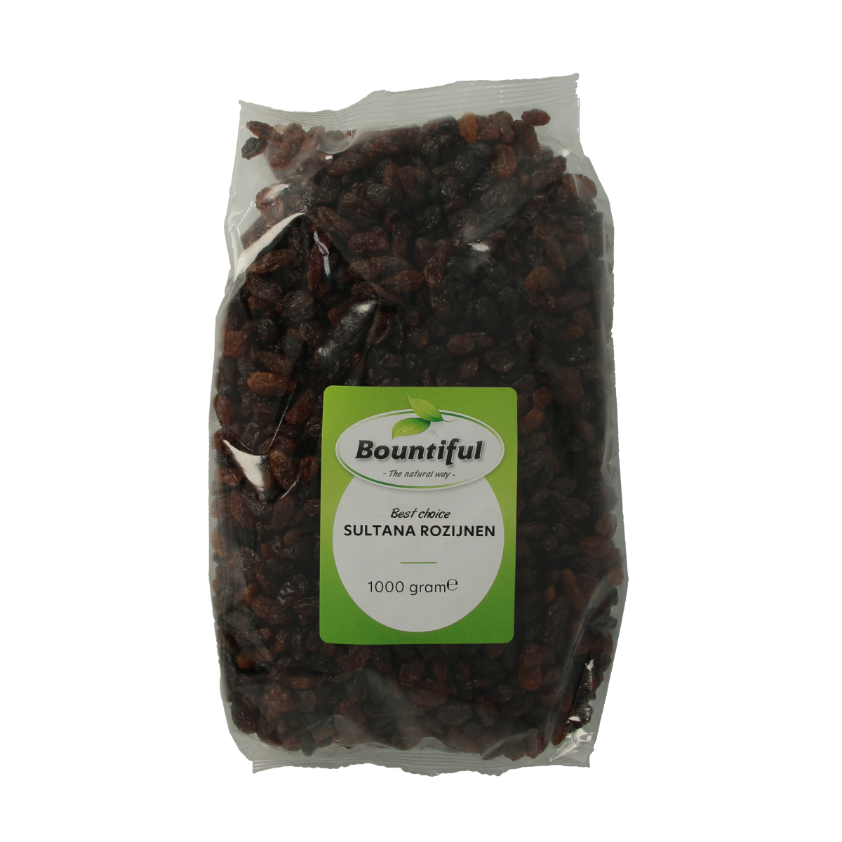 Bountiful Bountiful Sultana rozijnen in 1kg pack, raw superfood dried sultana grapes on a white background