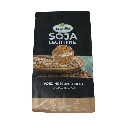 Bountiful Lecithine granulaat 98% in een 400g verpakking, kruidenpreparaat met geleidelijke poedertextuur
