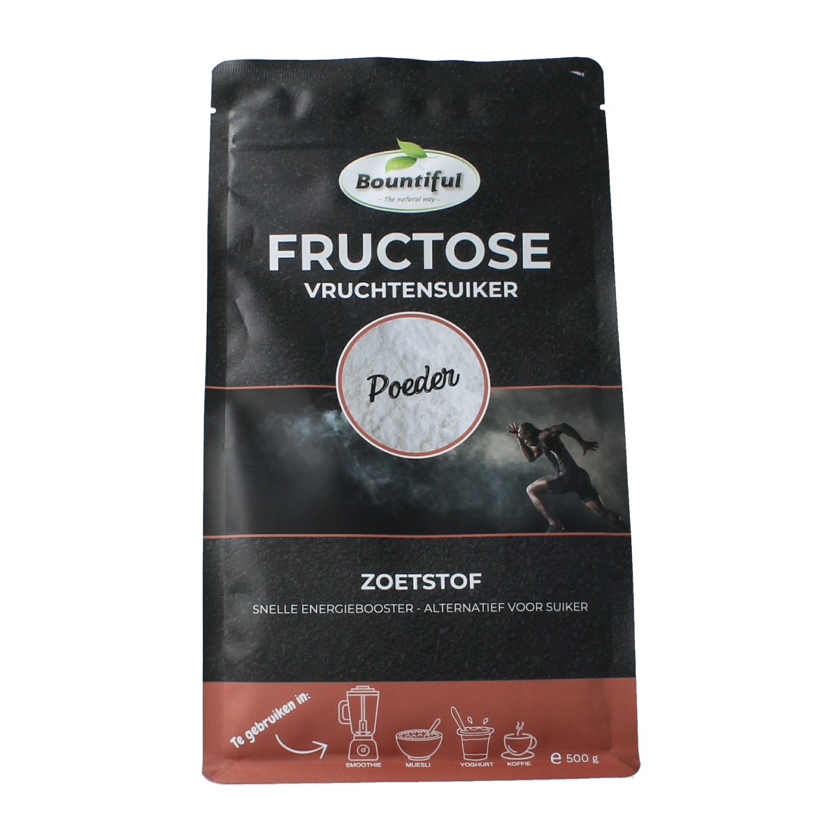 Bountiful Bountiful Fructose 500g container, natural sweetener for baking and cooking, with label and clear packaging.