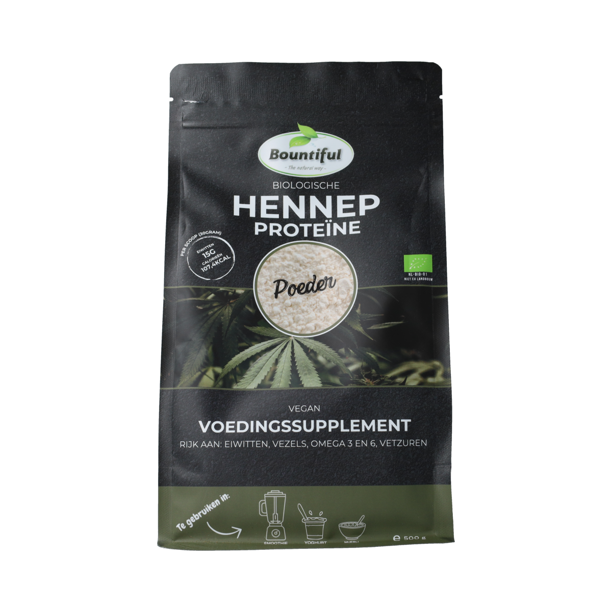 Bountiful Vegan hennep proteine poeder bio 500.00 Gram