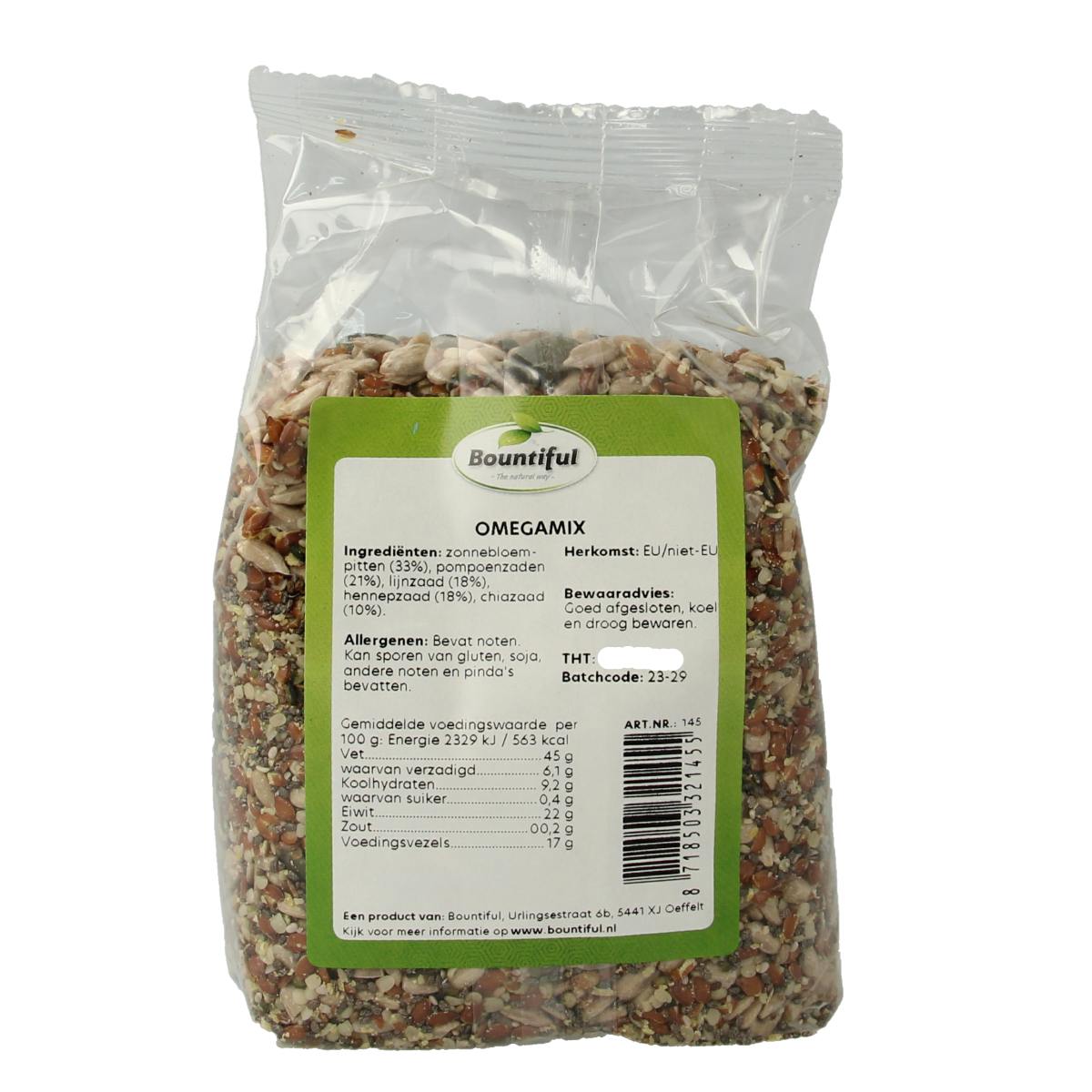 Bountiful Omega Mix raw superfoods in a 300g package, featuring a variety of nutrient-rich seeds and nuts for healthy snacking