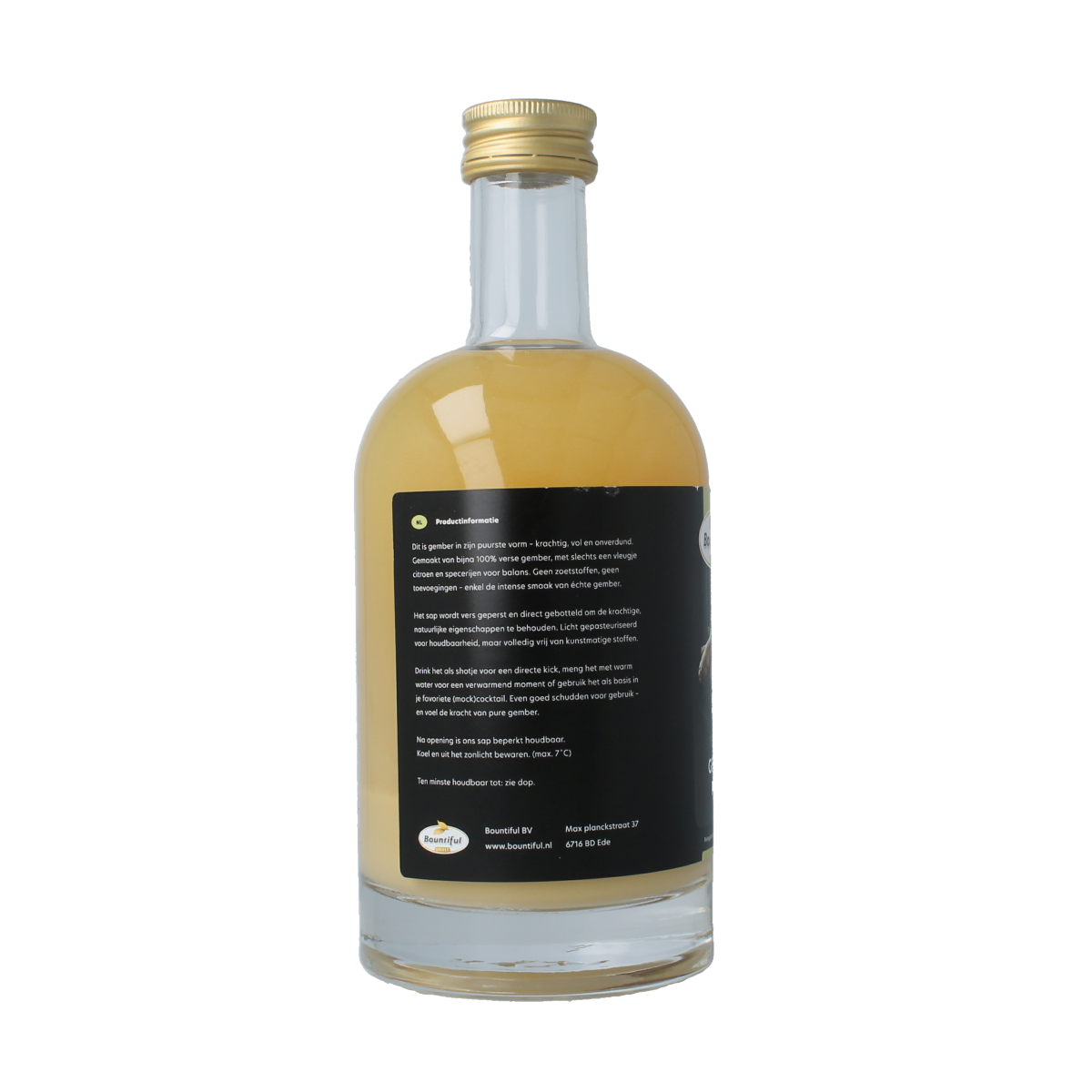 Bountiful Select Gember sap puur bio in 500ml bottle, natural ginger juice, eco-friendly beverage from Dranken en Sappen category.