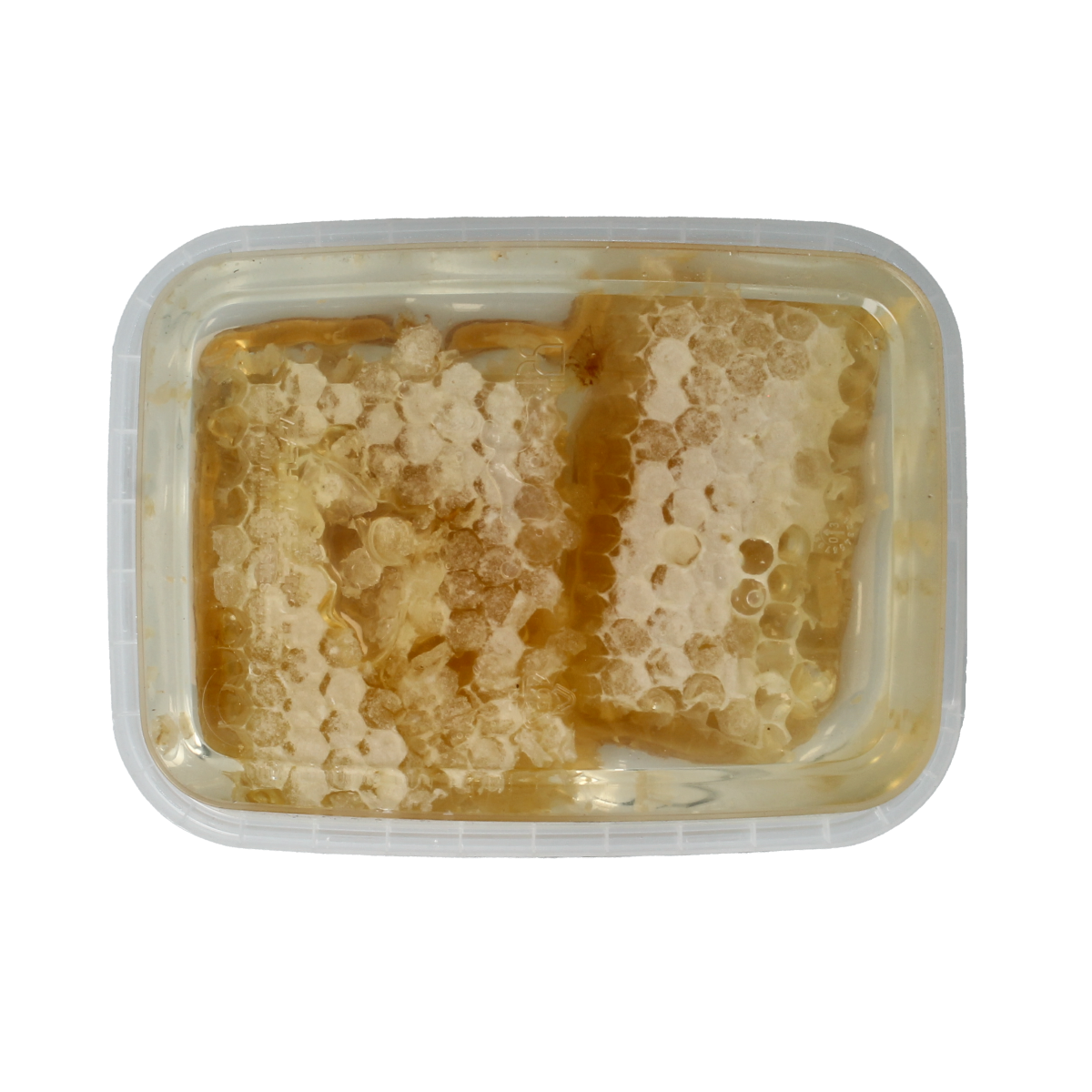Bountiful Griekse honingraat sinaasappel honey in a 200g jar with honeycomb and orange slices, natural and sweet.
