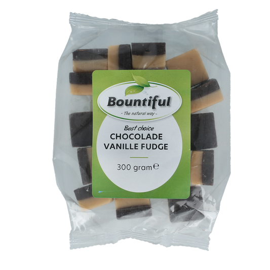 Bountiful Fudge chocolade vanille snoepgoed in 300g, creamy vanilla-flavored fudge pieces from Bountiful.