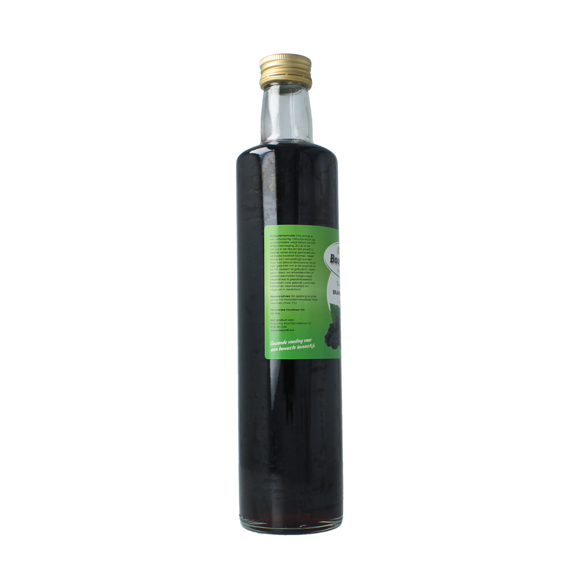 Bountiful Bramen siroop in 500ml bottle, showcasing the dark syrup with a label featuring berries and natural ingredients.