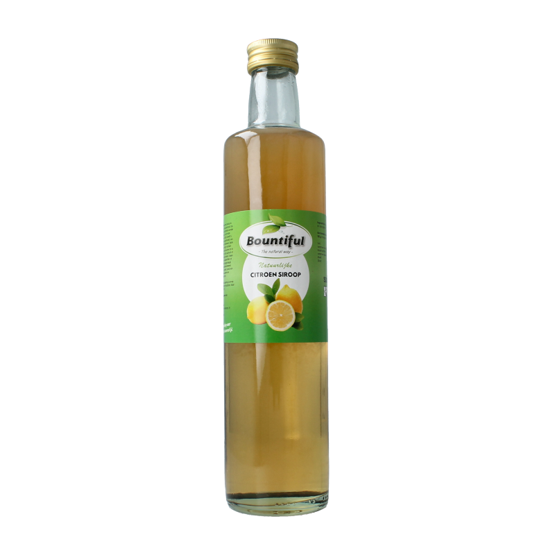 Bountiful Citroen siroop in 500ml bottle, a citrus-flavored syrup for drinks and recipes, displayed on a clean background.