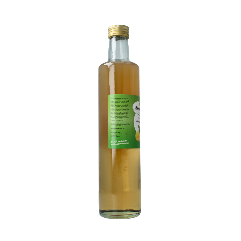 Bountiful Citroen siroop bottle, 500ml, in clear container showing bright yellow citrus syrup for drinks and cooking.