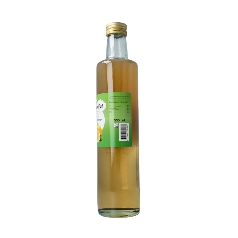 Bountiful Citroen siroop bottle, 500ml, in clear packaging, showing bright yellow lemon syrup for drinks and recipes.