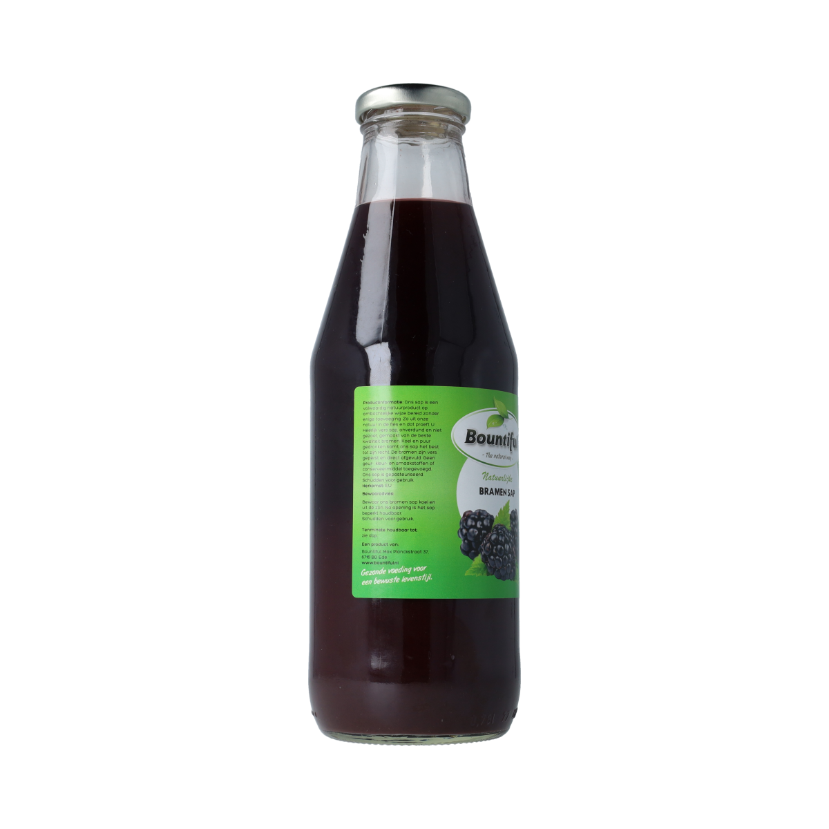 Bountiful Bountiful Bramen sap bottle, 750ml, in clear container with label showing product details and branding.