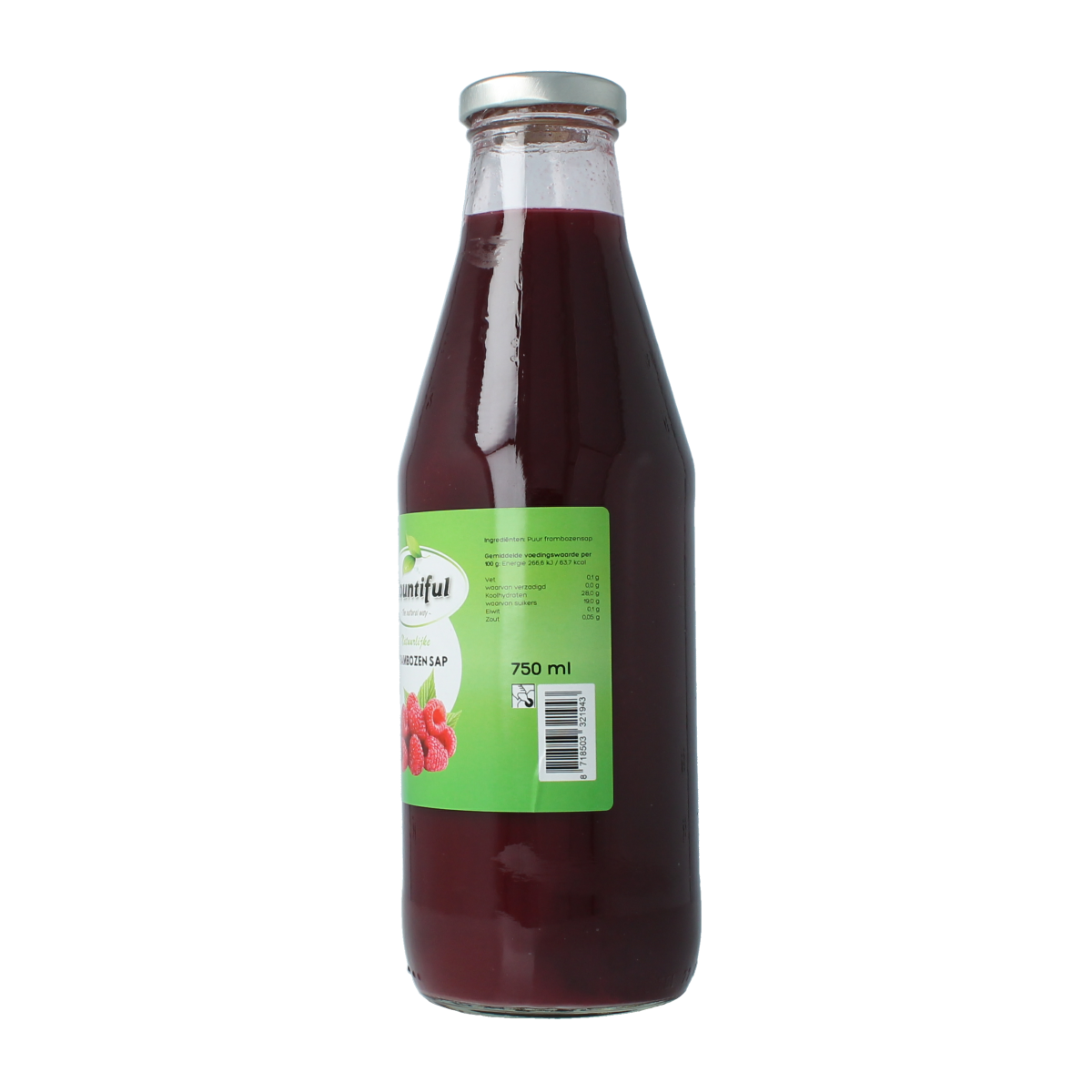 Bountiful raspberry juice in a 750ml bottle, fresh and vibrant, from the Bountiful drink and juice collection.