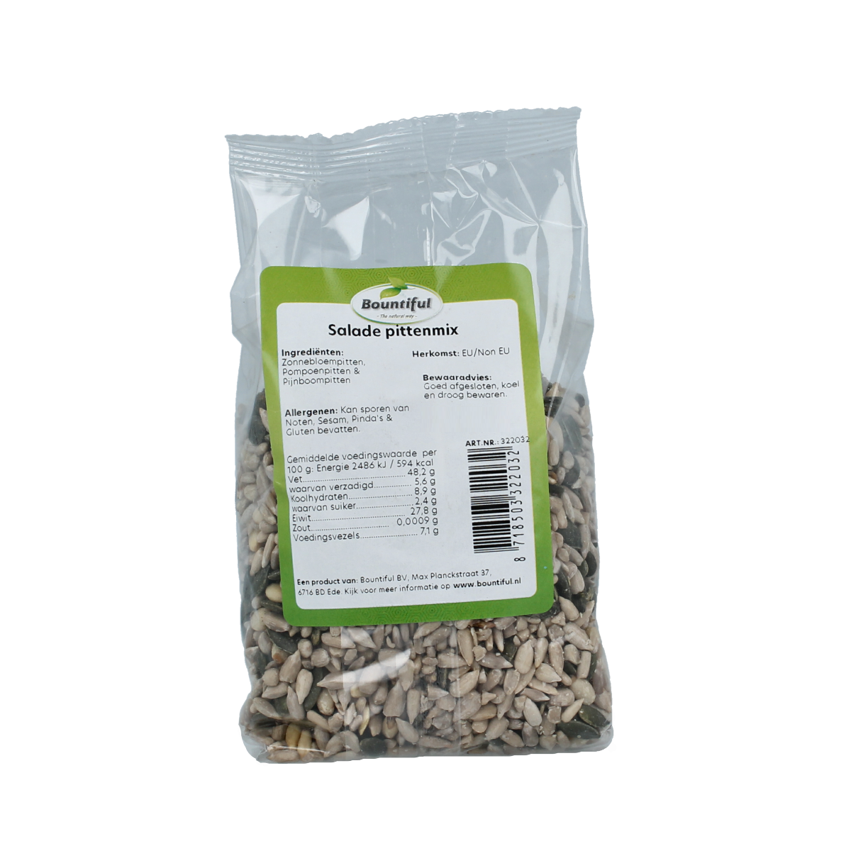 Bountiful Bountiful Salade pittenmix raw superfoods in 250g package, mixed seeds and nuts for healthy salads and snacks.