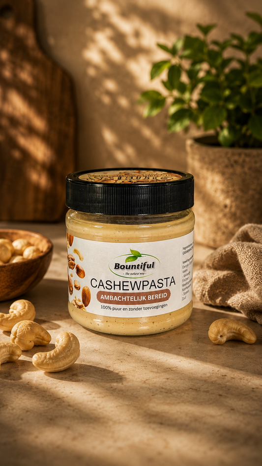 Bountiful roasted cashew nut spread on bread, 350g jar, creamy and nutty broodbeleg from the Bountiful brand