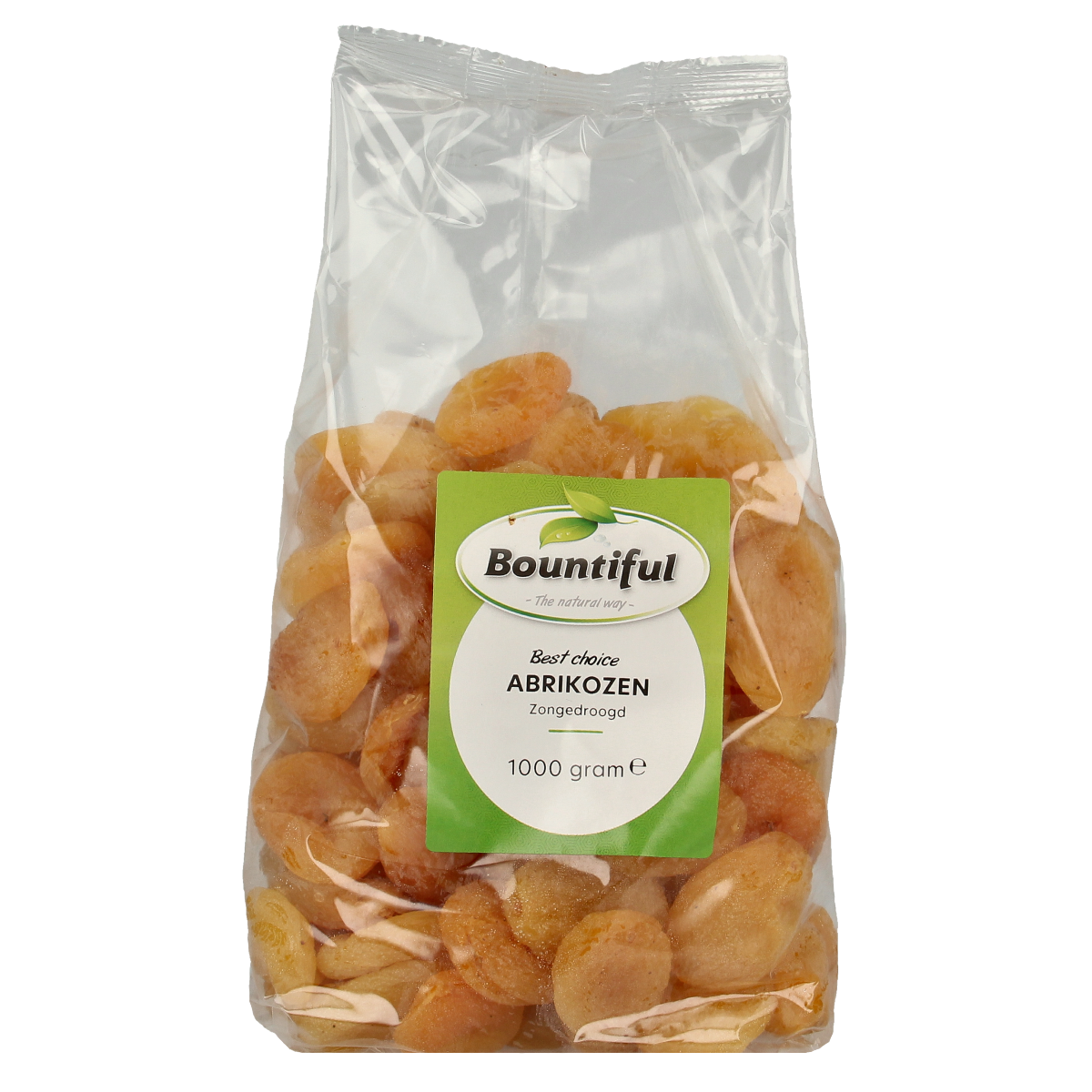 Bountiful apricots in a 1kg bag, fresh and ripe, from Bountiful's fruit selection.