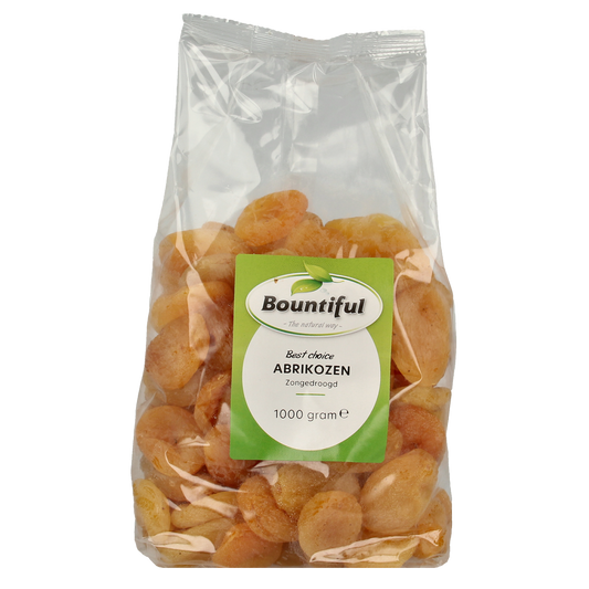 Bountiful apricots in a 1kg bag, fresh and ripe, from Bountiful's fruit selection.