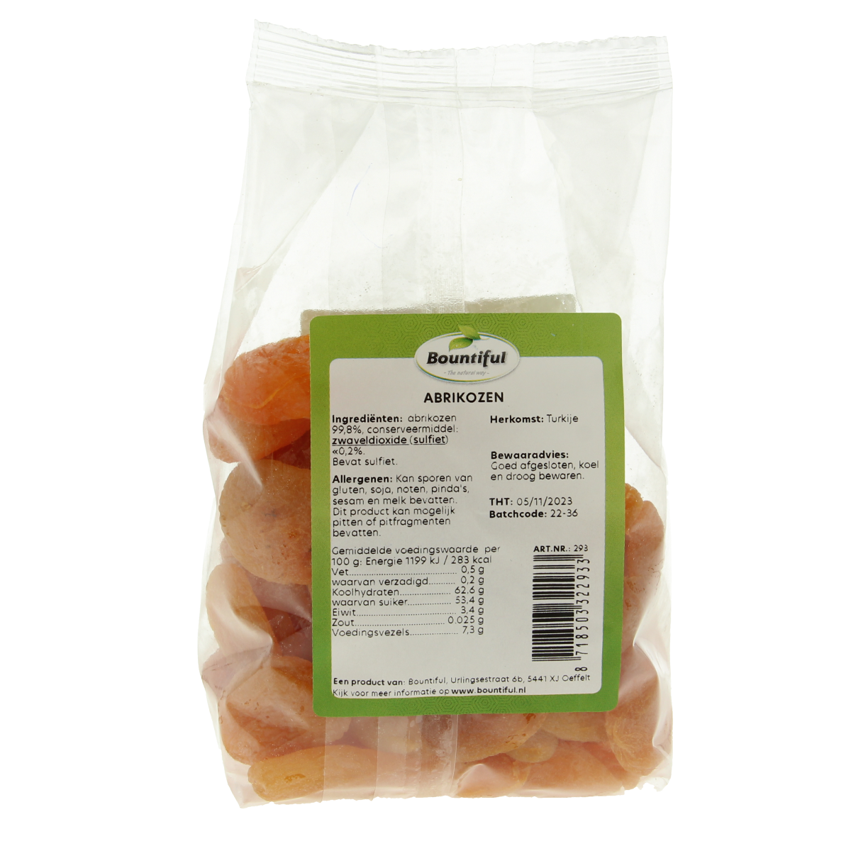 Bountiful Bountiful Abrikozen in 400g package, fresh and ripe apricots from the fruit section.
