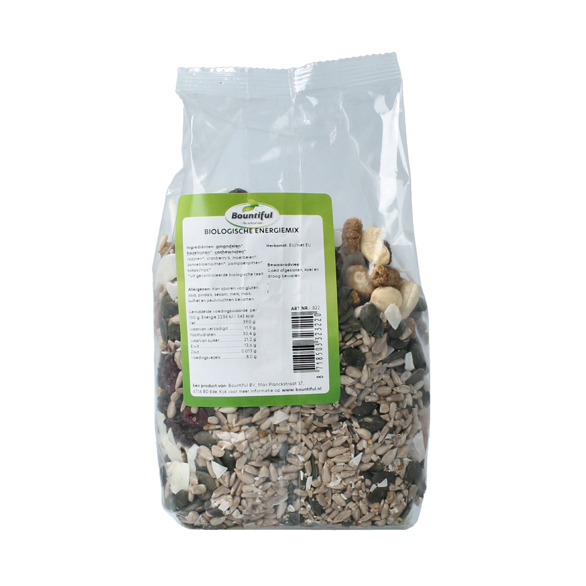 Bountiful Energiemix bio with fresh potatoes, vegetables, and fruits in a 500g package.